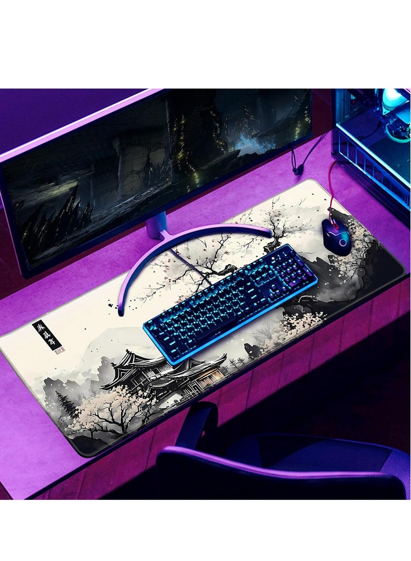 Japanese Desk Mat Cherry Blossom Large Mouse Pad Gaming Mousepad Extended XL Keyboard Mat Computer Laptop Mouse Desktop Mat 30cm x 70cm x 2mm Desk Decor  - Image 5