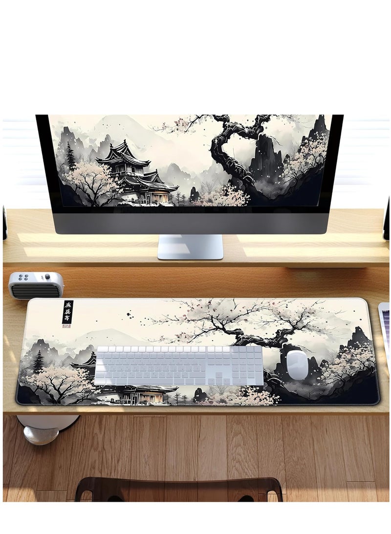 Japanese Desk Mat Cherry Blossom Large Mouse Pad Gaming Mousepad Extended XL Keyboard Mat Computer Laptop Mouse Desktop Mat 30cm x 70cm x 2mm Desk Decor  - Image 4