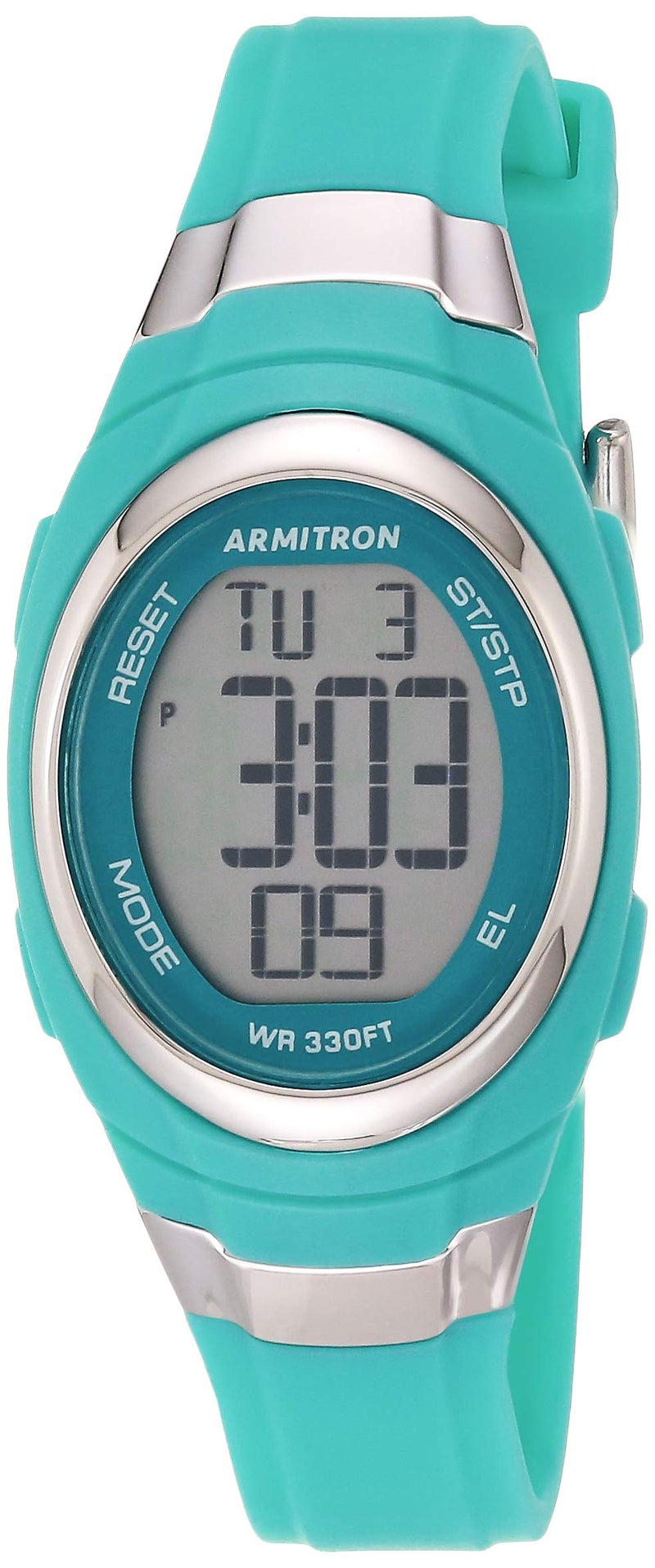Armitron Sport Women's 45/7034TEL Digital Chronograph Matte Teal Resin Strap Watch - Image 1