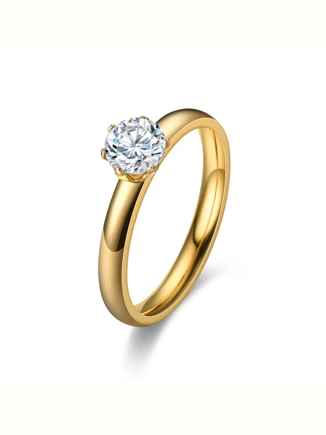 Take Two  Gold Ring with Sparkling Stone for Women | Best Price UAE