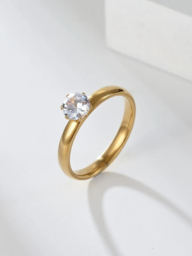 Take Two  Gold Ring with Sparkling Stone for Women | Best Price UAE