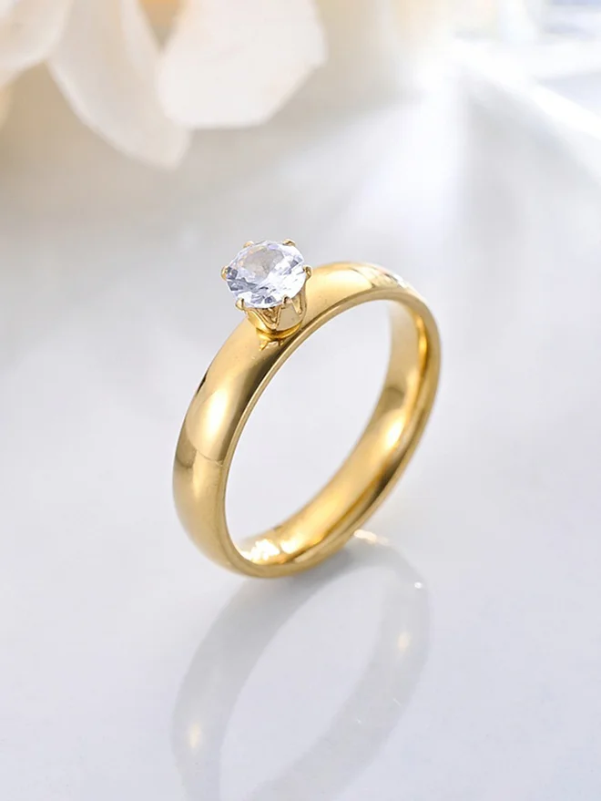 Take Two  Gold Ring with Sparkling Stone for Women | Best Price UAE