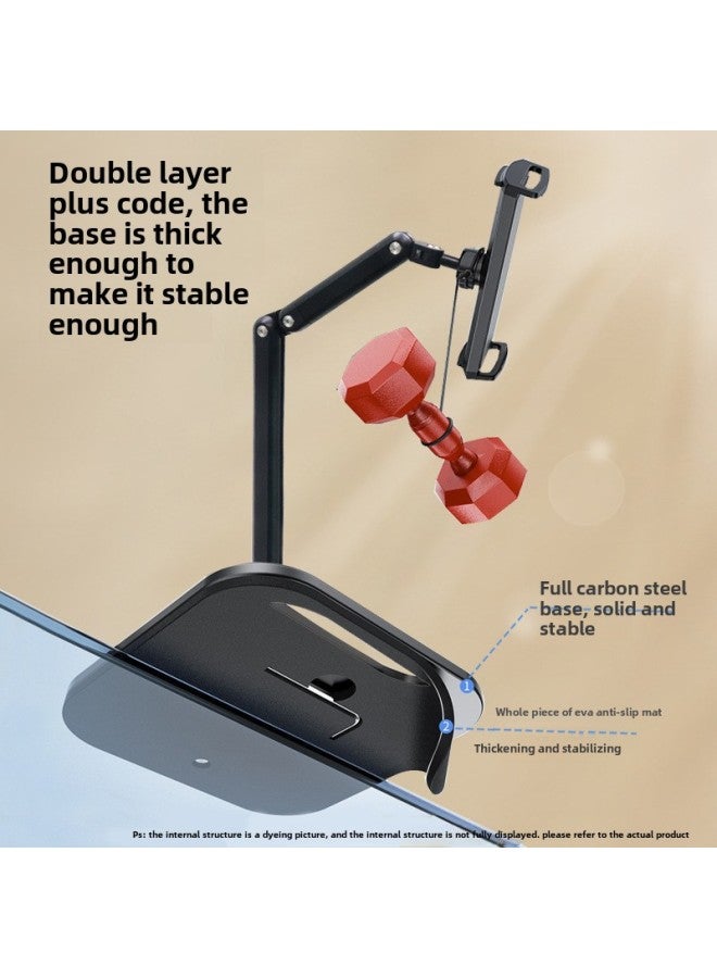 Portable Display 3-section Bracket Carbon Steel Desktop Mobile Phone Bracket Live Special Tablet Computer Bracket-Color:Black Portable Display Stand_3 Section Flat Clip  - Image 4