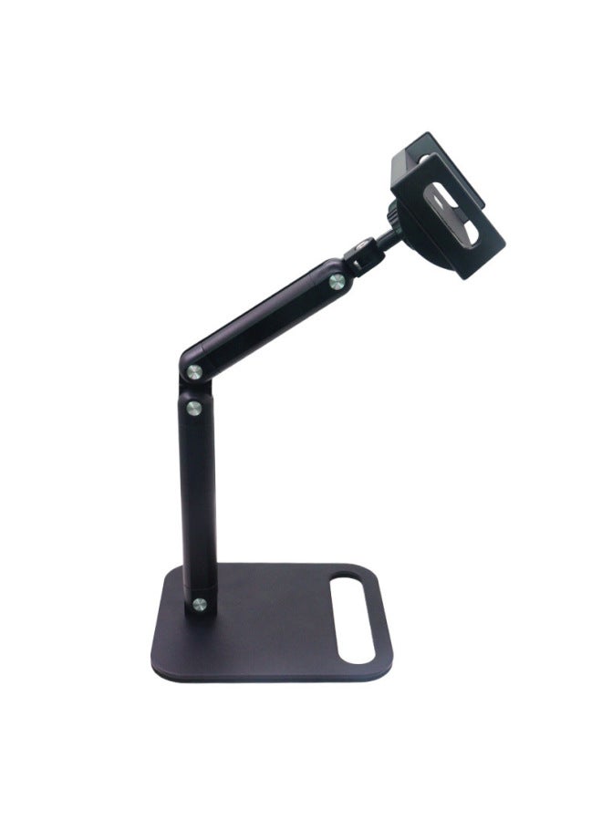 Portable Display 3-section Bracket Carbon Steel Desktop Mobile Phone Bracket Live Special Tablet Computer Bracket-Color:Black Portable Display Stand_3 Section Flat Clip  - Image 1