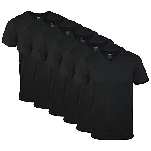 Gildan Men's V-Neck T-Shirts, Multipack, Style G1103, Black (6-Pack), 2X-Large - Image 1