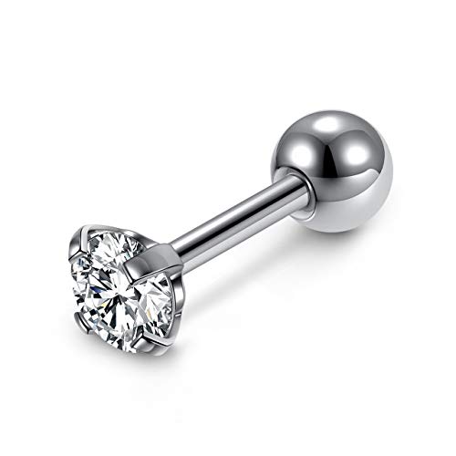 Zysta Pair Clear Cubic Zirconia 16G Earring Studs Round Rhinestone Diamond Stainless Steel Post Back Ball Screw Men Women Nose Helix Cartilage Ear Lobe Small Cute Piercing Jewelry - Image 5