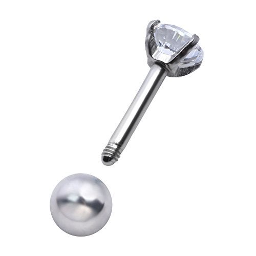 Zysta Pair Clear Cubic Zirconia 16G Earring Studs Round Rhinestone Diamond Stainless Steel Post Back Ball Screw Men Women Nose Helix Cartilage Ear Lobe Small Cute Piercing Jewelry - Image 3