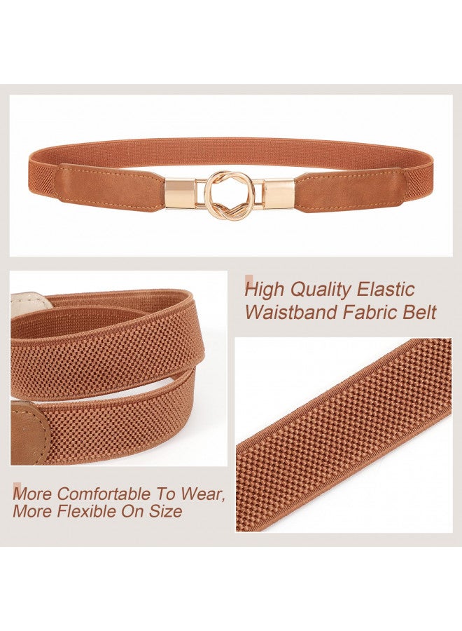 JASGOOD 2 Pack Women Retro Elastic Stretchy Metal Buckle Skinny Waist Belt 1 inch Wide - Image 3