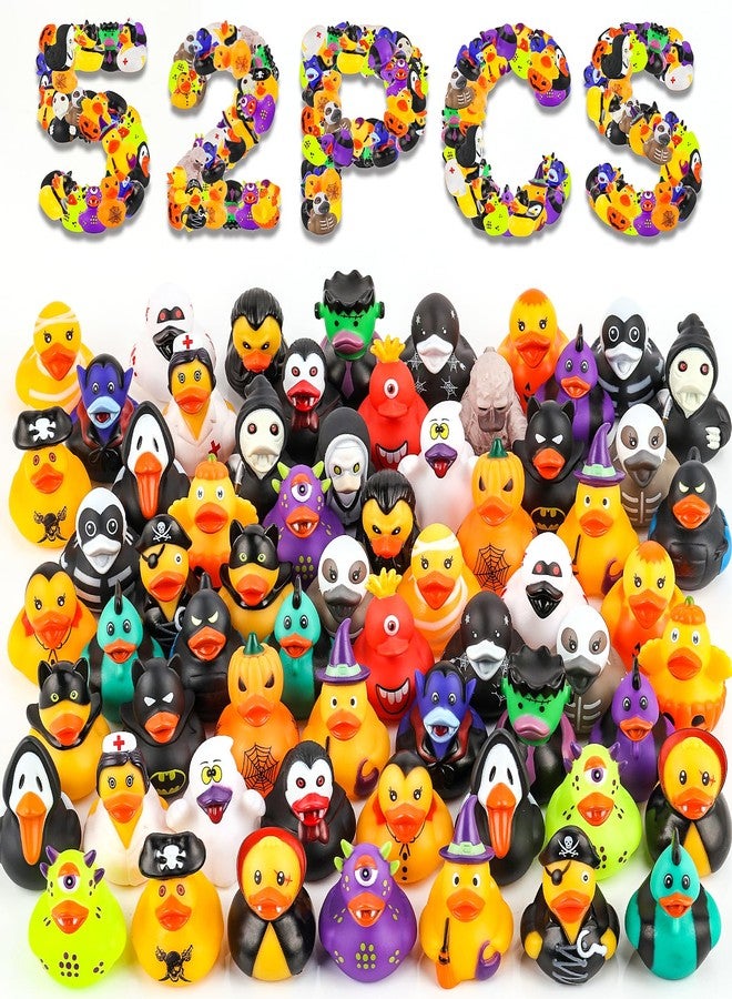 DMSKY 52 Pack Halloween Rubber Ducks Bulk, Halloween Party Favors Halloween Basket Stuffers, Gift Exchange, Treat Supplies Goodie Bag Fillers - Image 1