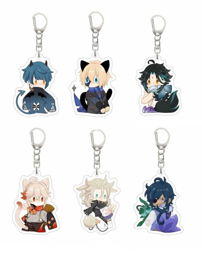 Generic - Genshin Impact Game Acrylic Keychain Chain for Accessories Cute Bag Pendant Key Ring Jewelry Gift (6pcs) - Image 1