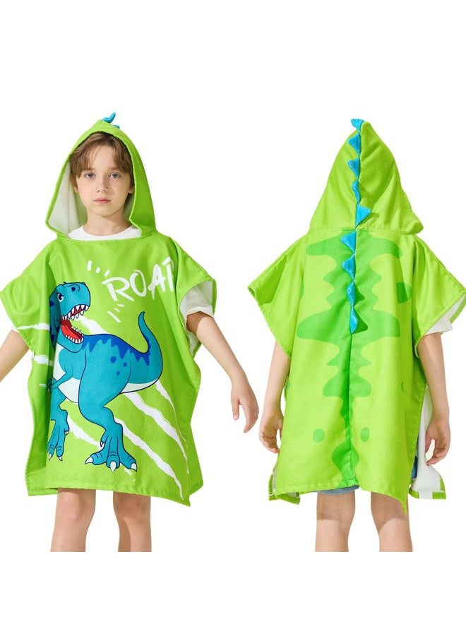 Wernnsai - Dinosaur Kids Beach Towel - Hooded Towel for Kids Bath Beach Towel 27" x 27" Kids Hooded Poncho Sand Free Beach Towel for Boys Pool Quick Dry Soft Bath Swim Towel for Travel Shower - Image 1