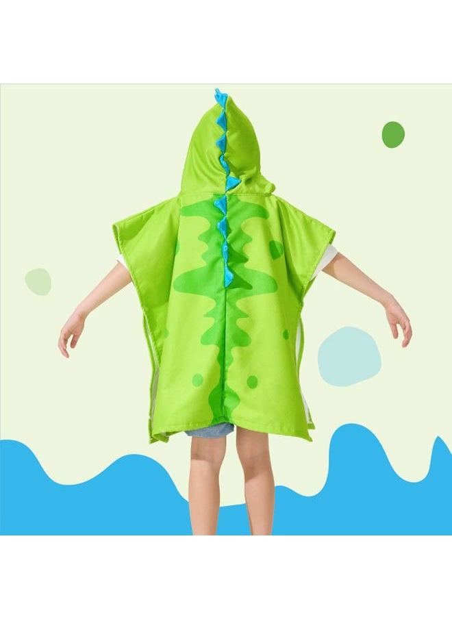 Wernnsai - Dinosaur Kids Beach Towel - Hooded Towel for Kids Bath Beach Towel 27" x 27" Kids Hooded Poncho Sand Free Beach Towel for Boys Pool Quick Dry Soft Bath Swim Towel for Travel Shower - Image 1