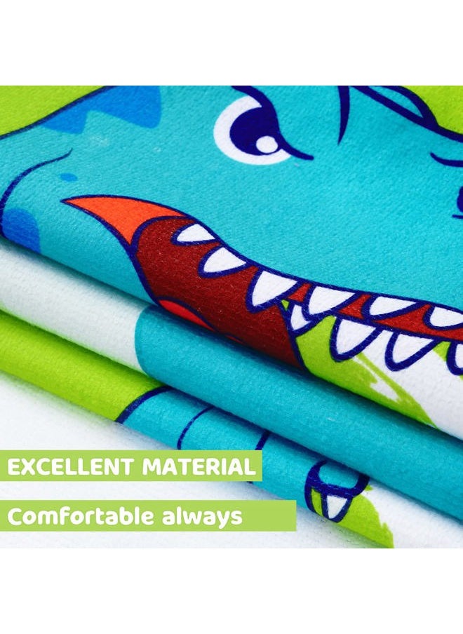 Wernnsai - Dinosaur Kids Beach Towel - Hooded Towel for Kids Bath Beach Towel 27" x 27" Kids Hooded Poncho Sand Free Beach Towel for Boys Pool Quick Dry Soft Bath Swim Towel for Travel Shower - Image 1