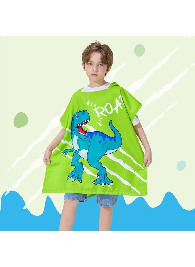 Wernnsai - Dinosaur Kids Beach Towel - Hooded Towel for Kids Bath Beach Towel 27" x 27" Kids Hooded Poncho Sand Free Beach Towel for Boys Pool Quick Dry Soft Bath Swim Towel for Travel Shower - Image 1