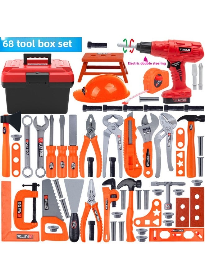 Children's Toolbox Suit Boy Repair Screw Screwdriver Nail Toy Baby Electric Drill 61 Children's Day Gift-Color:[toolbox] 68-piece Tool Set (electric Hand Drill)  - Image 1