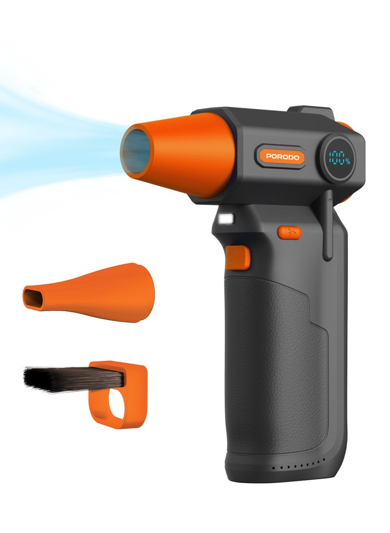 بورودو منفضة هواء توربو لاسلكية مع ضوء عمل LED / منفاخ هواء يعمل لمدة 30 دقيقة / تدفق هواء بثلاث سرعات / منفاخ غبار قابل لإعادة الشحن ومحمول / قوي مع مستوى ضوضاء منخفض - أسود - Image 1