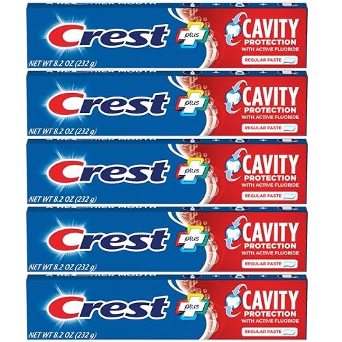 Crest Fluoride Anticavity Toothpaste Prevents Cavities Before They Start Regular Paste 82 Ounce Pack of 5 - Image 1