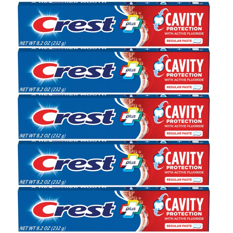 Crest Fluoride Anticavity Toothpaste Prevents Cavities Before They Start Regular Paste 82 Ounce Pack of 5 - Image 2