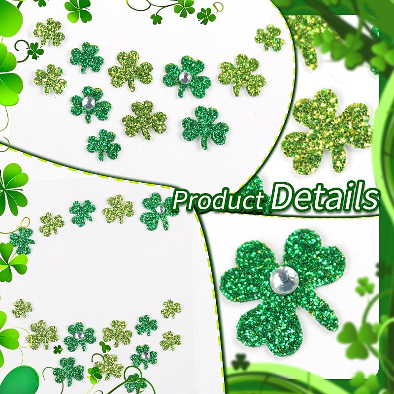 Jacnkb 2 Sheets Shamrock Glitter Face Tattoo Jewelry, St. Patrick's Day Celebration Face Gems with Assorted Designs, Sparkle Glitter in Parades, Parties & More (style2) - Image 3