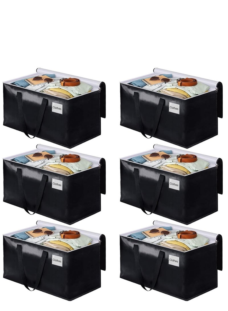 MIXDE 6pcs Waterproof Large Moving Storage Bags, 93L Moisture proof Clothes Shoes Storage Bags, Foldable Travel Luggage Bags Totes, Closet Organizer Storage Backet, Equipped with Zippers u0026 Handles u00 - Image 1