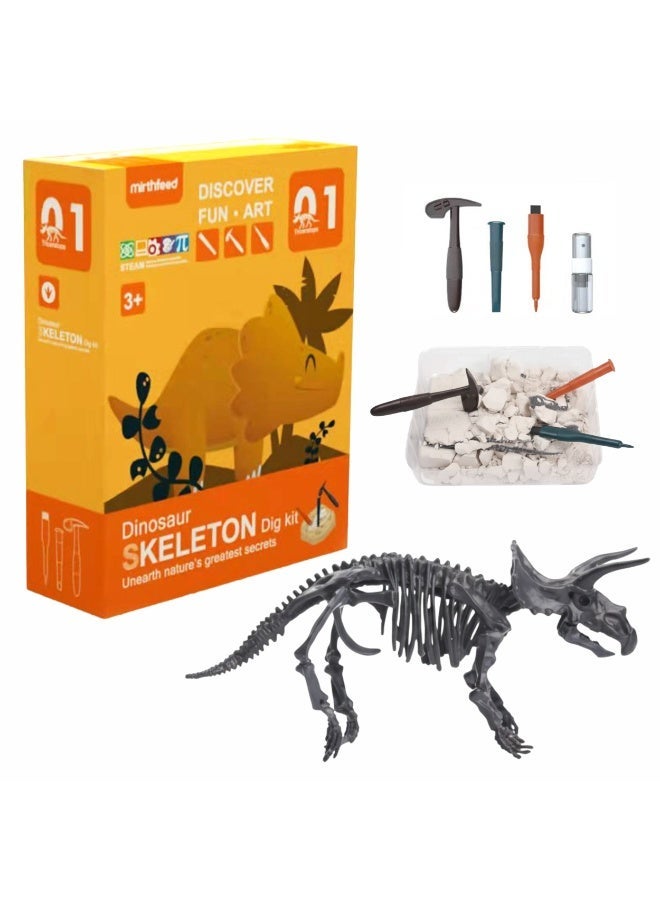 Chanak Dinosaur Skeleton Dig Kit Triceratops Edition Excavation & Discovery Fun Steam Learning Fossil Digging Set Educational Archaeology Science Toy - Image 2