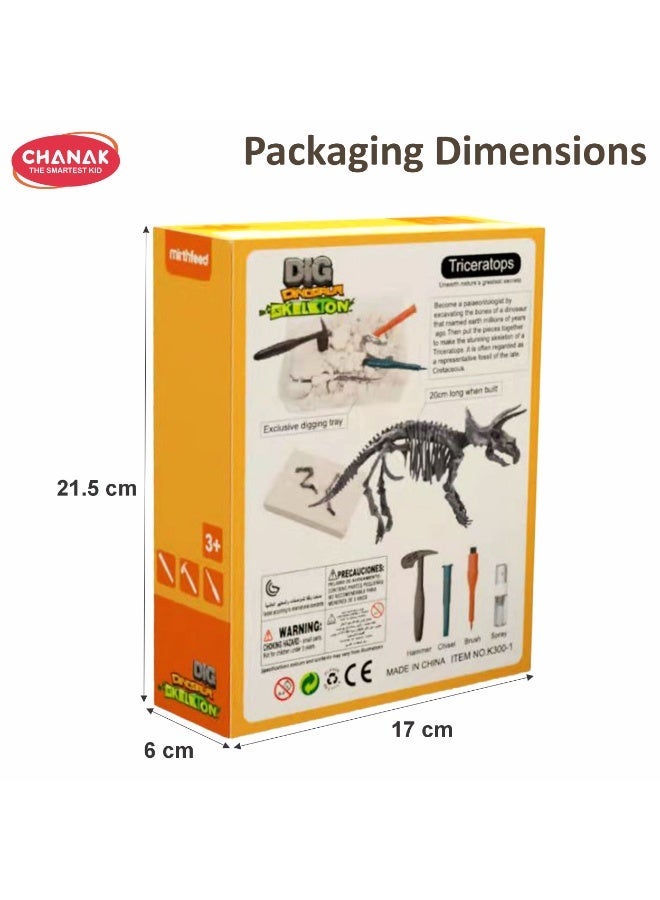 Chanak Dinosaur Skeleton Dig Kit Triceratops Edition Excavation & Discovery Fun Steam Learning Fossil Digging Set Educational Archaeology Science Toy - Image 3