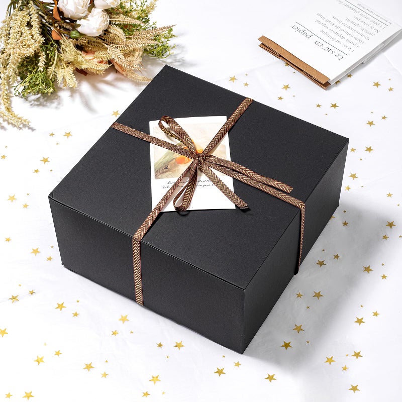 Mcfleet Black Gift Boxes with Lids 10x10x5 Inches 10 Pack Groomsmen Proposal Cardboard Gift Box for Presents, Christmas, Wedding, Graduation, Holiday, Birthday Craft Present Packaging - Image 4