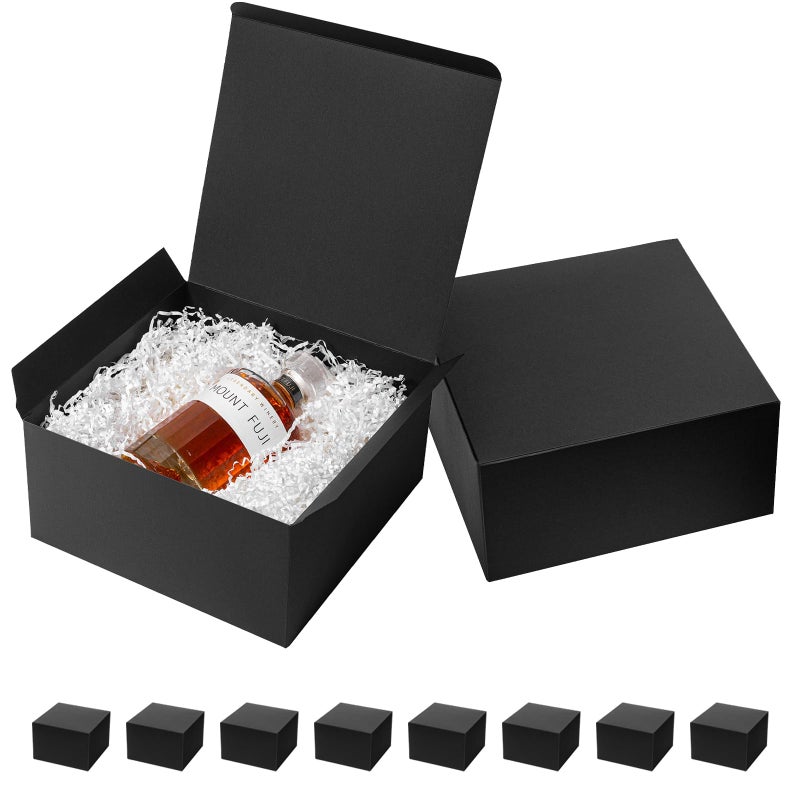 Mcfleet Black Gift Boxes with Lids 10x10x5 Inches 10 Pack Groomsmen Proposal Cardboard Gift Box for Presents, Christmas, Wedding, Graduation, Holiday, Birthday Craft Present Packaging - Image 1