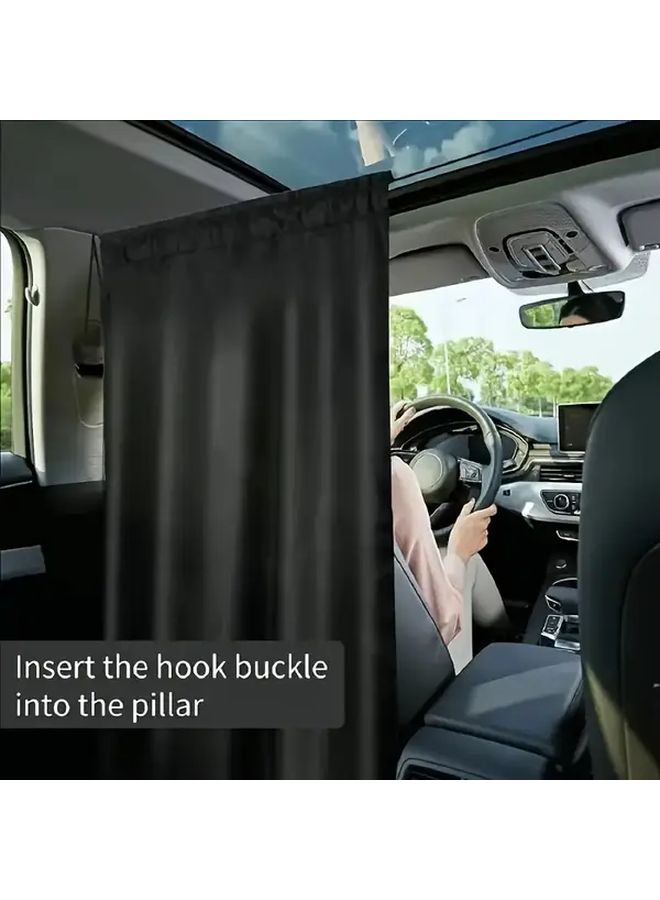 2025 Upgraded 2 Pieces Of Black Adjustable Car Privacy Curtain For Front And Rear Seats Machine Washable Easy To Install Fits Most Car Models Excellent Light Blocking Effect In Car Privacy Design - Image 1