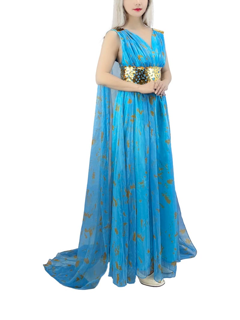 Nodkim Dragon Queen Costume Chiffon Dress Halloween Cosplay For Women-Small - Image 2