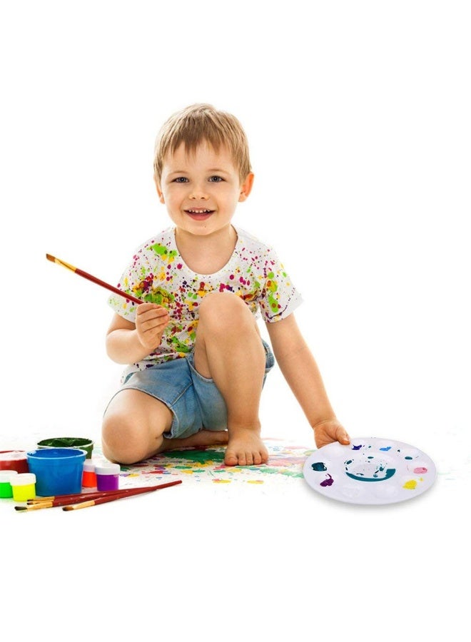 3 Pcs Art Plastic 10 Well Palette Round Paint Tray, White - Image 4