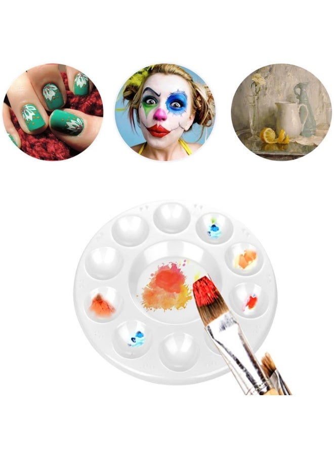 3 Pcs Art Plastic 10 Well Palette Round Paint Tray, White - Image 2