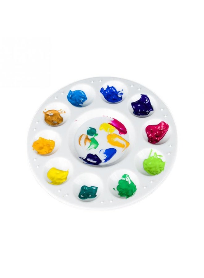 3 Pcs Art Plastic 10 Well Palette Round Paint Tray, White - Image 5