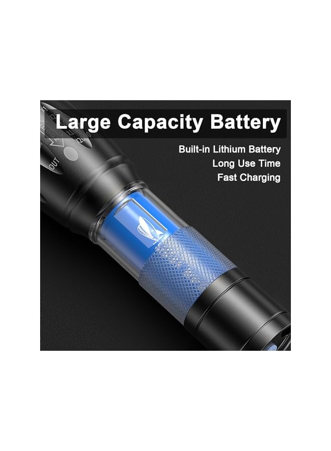 PROMASS Flashlight, Ultra-Bright LED Flashlights Rechargeable 3 Modes Zoomable with 10000 Lumens for Camping Hiking Outdoor Waterproof Handheld Torch LED Tactical Rechargable Type-C Torchlight  - Image 5