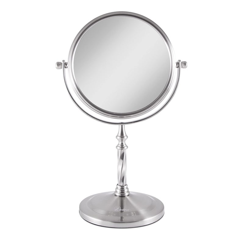 Zadro 7 W x 10 H Round NonLighted Makeup Mirror 5X 1X Magnifying Makeup Mirrors Rotating Head Makeup Mirror for Desk