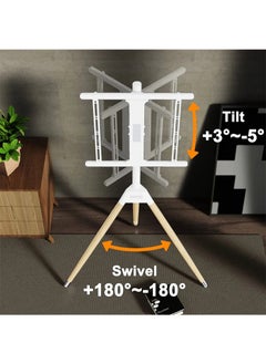 FlashHawk Floor TV Stand for 32-65 inch ScreenHeight Adjustable Floor TV Stand for 32-65 Inch Screens, Corner TV Stand Mount with Wood Legs for Bedroom, Living Room, Studio  - Image 3