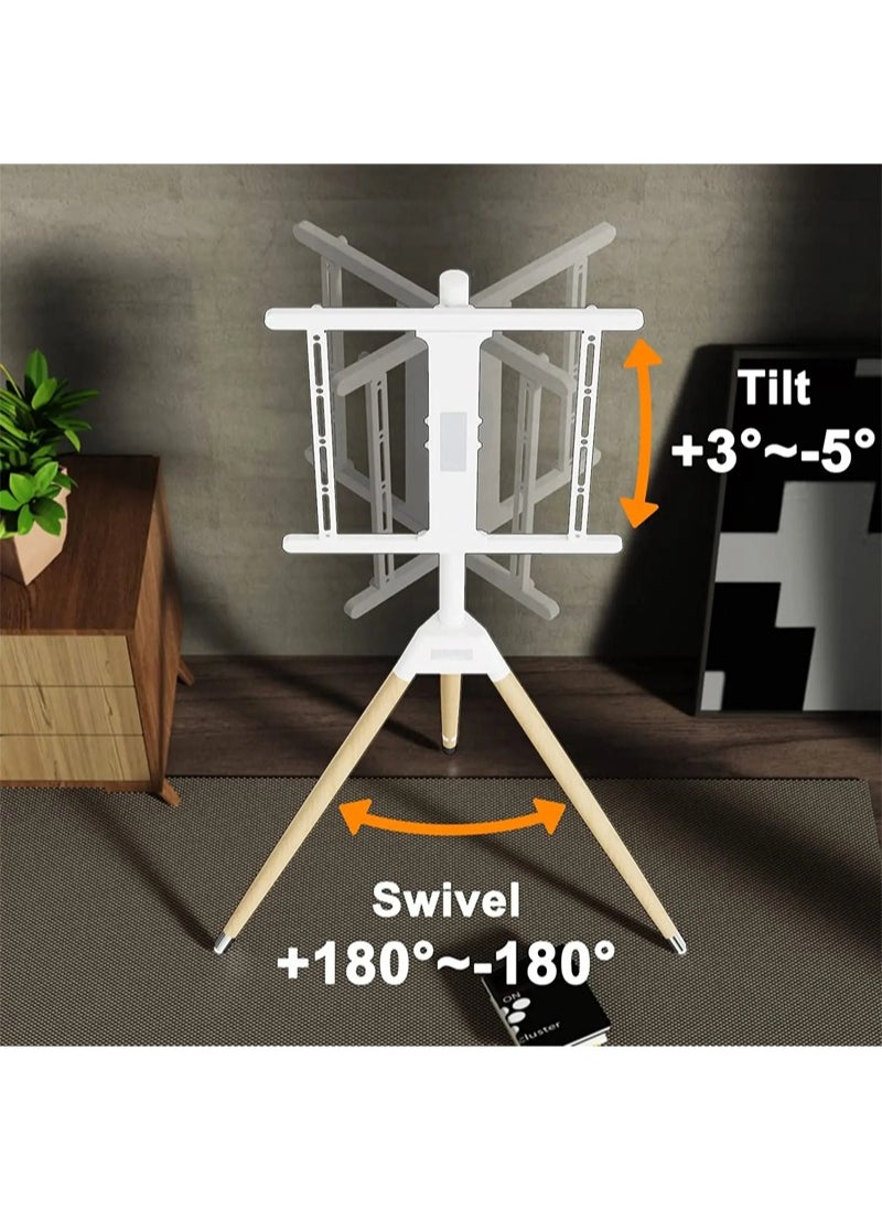 FlashHawk Floor TV Stand for 32-65 inch ScreenHeight Adjustable Floor TV Stand for 32-65 Inch Screens, Corner TV Stand Mount with Wood Legs for Bedroom, Living Room, Studio  - Image 3