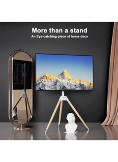 FlashHawk Floor TV Stand for 32-65 inch ScreenHeight Adjustable Floor TV Stand for 32-65 Inch Screens, Corner TV Stand Mount with Wood Legs for Bedroom, Living Room, Studio  - Image 4