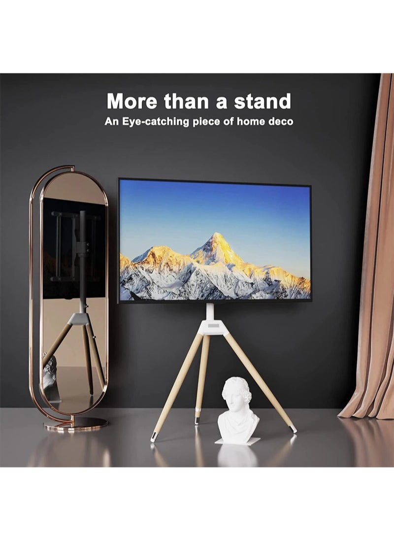 FlashHawk Floor TV Stand for 32-65 inch ScreenHeight Adjustable Floor TV Stand for 32-65 Inch Screens, Corner TV Stand Mount with Wood Legs for Bedroom, Living Room, Studio  - Image 4