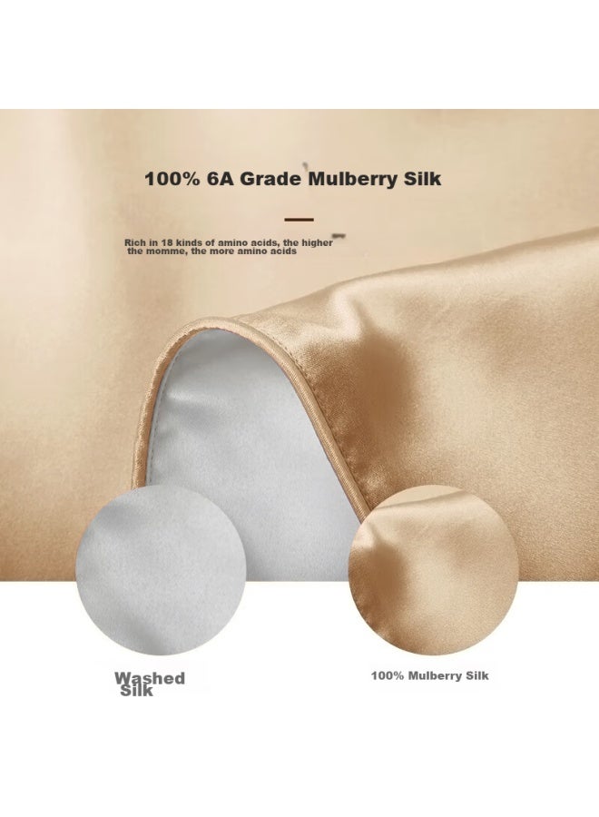 La Torretta Silk Pillowcase, 22cm 100% Mulberry Silk Pillowcase, 48x74cm, Silk Pillow Cover, Gold - Single Pack