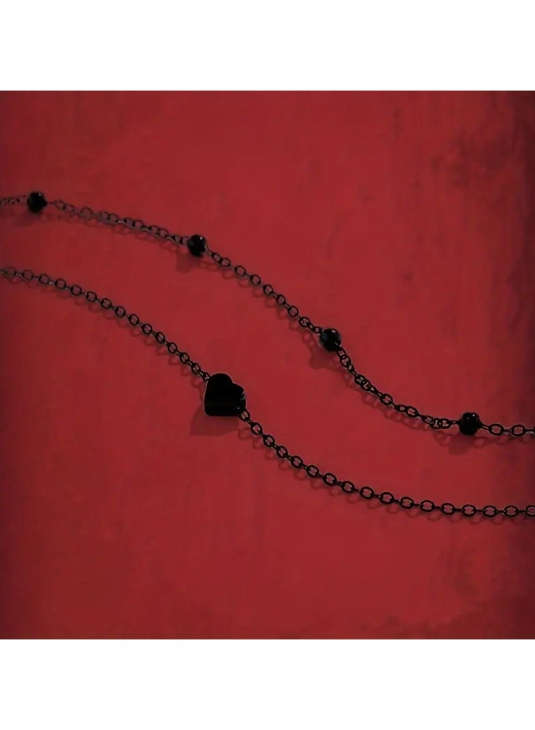 Home Clearance Sale 2pcs Trendy Style Fashion Iron Heart & Shen Zhu Decorative Foot Chain for Women's Daily Decoration - Image 4