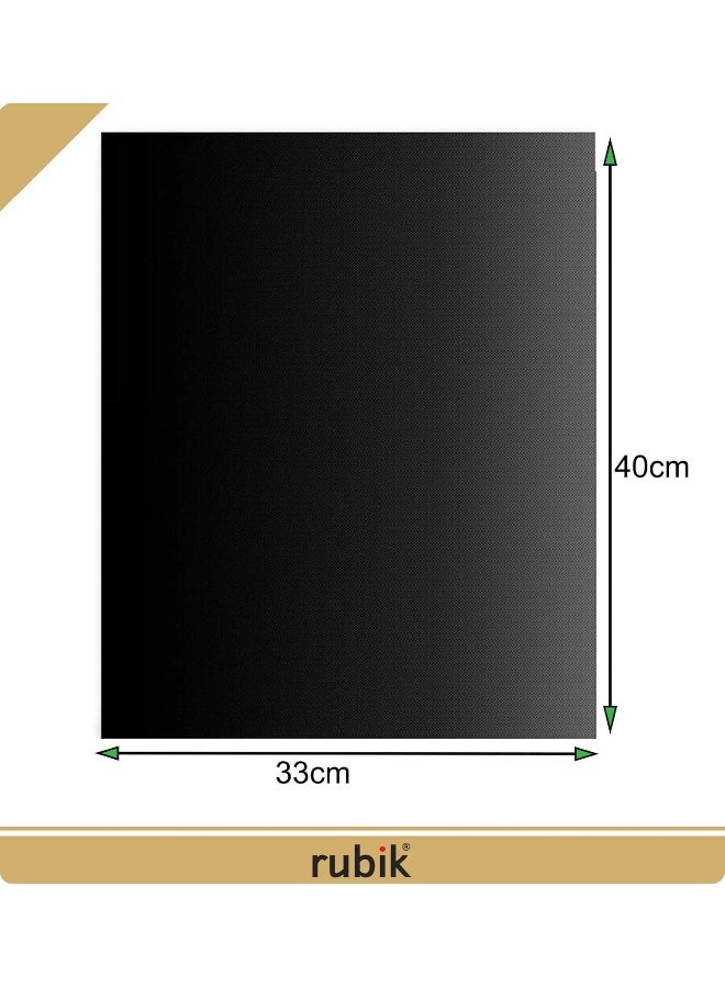 Rubik 5pcs BBQ Grill Mats, Non-Stick Reusable Heavy Duty Barbeque Grilling Mats, Works on Electric Grill Gas Charcoal and More 40x33cm - Black  - Image 2