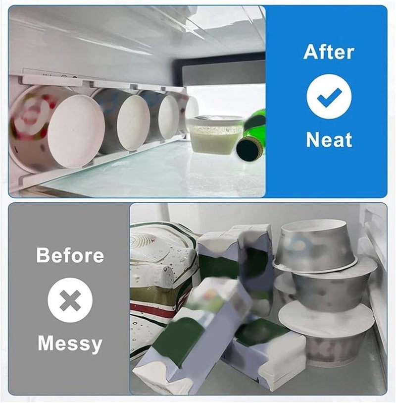 White Yogurt Fridge Organizer Space Saving Wide Mouth Holder Easy Installation - Image 3