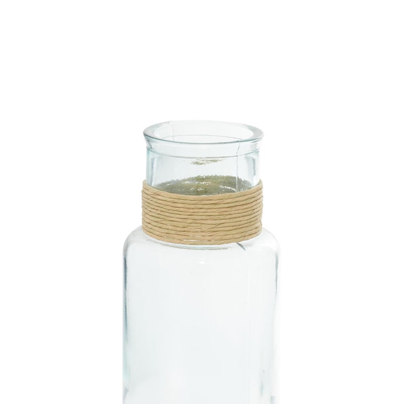 Deco 79 مزهرية زجاجية من ديكو 79 مع رافيا 6" عرض، 18" ارتفاع-18230، 6" × 18" - Image 4