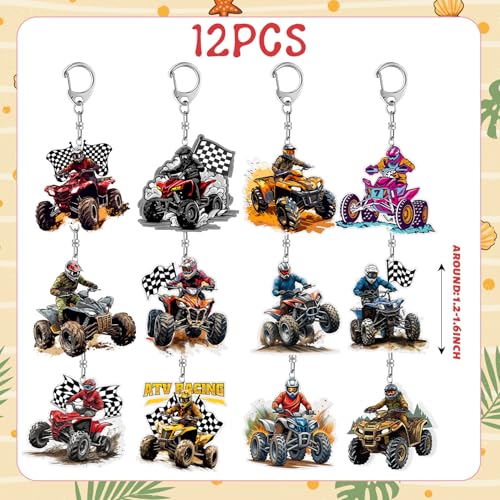 Lcnjscgo 12 PCS ATV Party Favors Four Wheeler ATV Dirt Bike Acrylic Keychains for ATV Birthday Party Decorations Supplies Gifts for Kids Classroom Prizes - Image 5