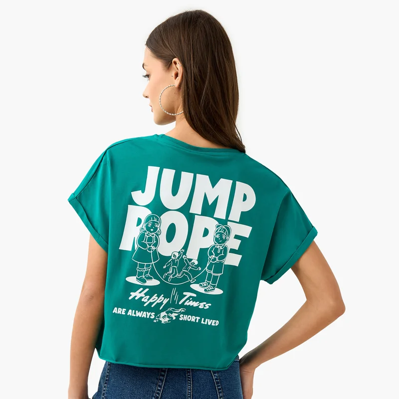 SP Characters Squid Game Print Crop T-shirt