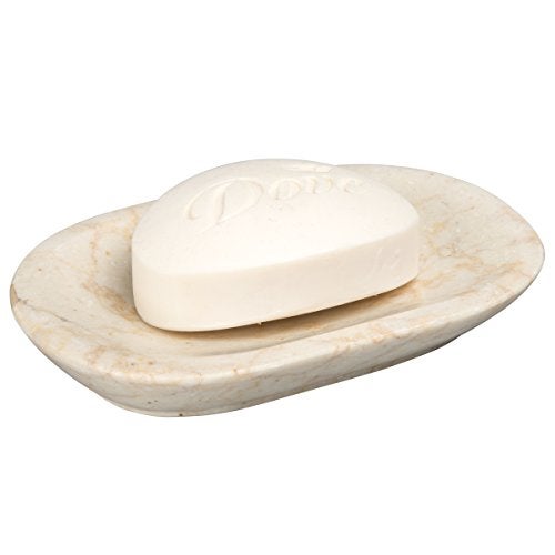 Creative Home Natural Champagne Marble Bar Soap Dish Soap Tray Holder Accessories Tray for Bathroom Vanity Countertop Kitchen Sink, 3.8" x 5.8" x 0.9" H, Beige - Image 1