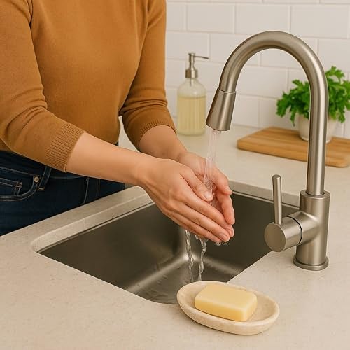Creative Home Natural Champagne Marble Bar Soap Dish Soap Tray Holder Accessories Tray for Bathroom Vanity Countertop Kitchen Sink, 3.8" x 5.8" x 0.9" H, Beige - Image 5