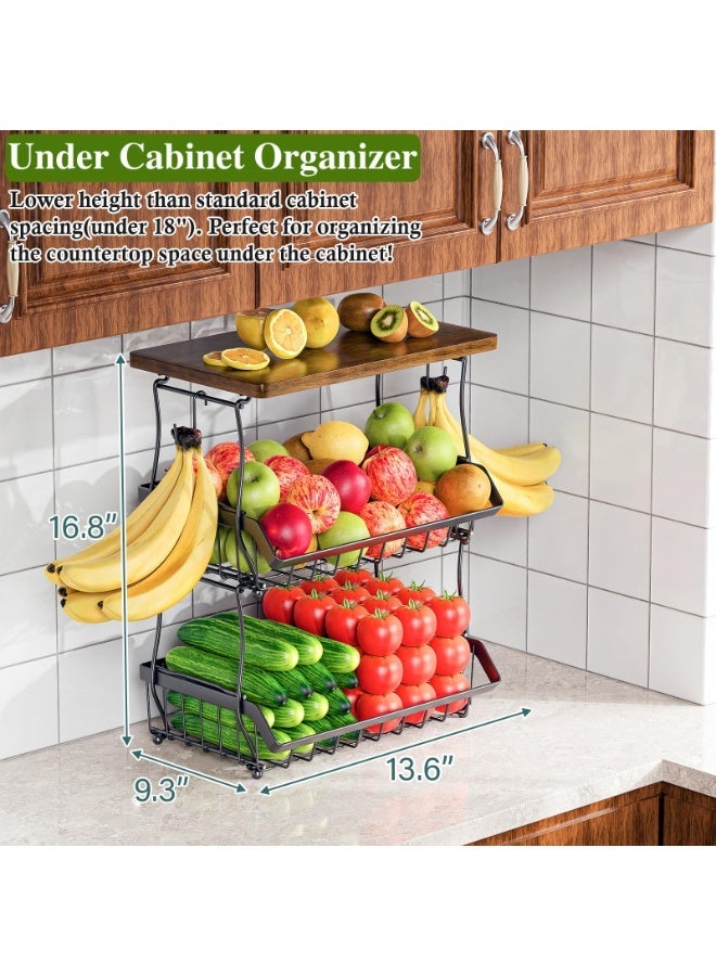 سولاكان منظم سلة فواكه لسطح المطبخ، رف تخزين خضروات وفواكه بثلاث طبقات، حامل تخزين متعدد الاستخدامات لسطح العمل - Image 2