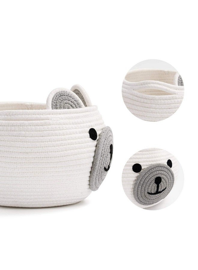 CherryNow Cute Bear Round Basket Cotton Rope Baskets In Living Room Woven Baby Shower Basket Bedroom Storage Bakset For Children Corner Plant Basket Indoor White 10.5"D X 8.5"H - Image 5